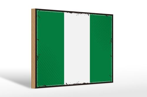 Holzschild Flagge Nigerias 30x20cm Retro Flag of Nigeria