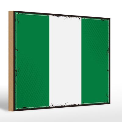 Cartello in legno bandiera della Nigeria 30x20 cm Bandiera retrò della Nigeria