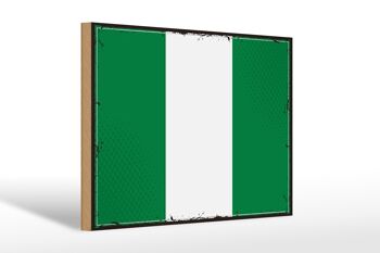 Panneau en bois drapeau du Nigeria 30x20cm Drapeau rétro du Nigeria 1