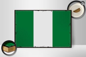 Panneau en bois drapeau du Nigeria 30x20cm Drapeau rétro du Nigeria 2