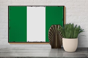 Panneau en bois drapeau du Nigeria 30x20cm Drapeau rétro du Nigeria 3