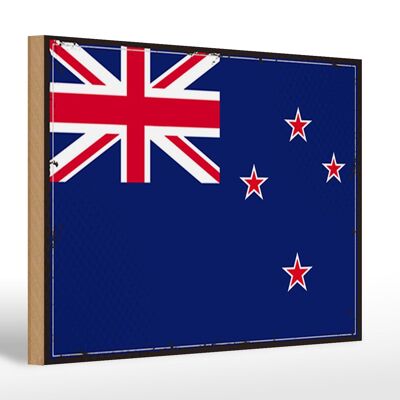 Holzschild Flagge Neuseelands 30x20cm Retro New Zealand