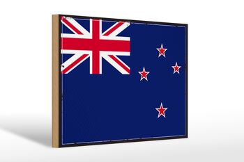 Panneau en bois drapeau de la Nouvelle-Zélande 30x20cm Rétro Nouvelle-Zélande 1