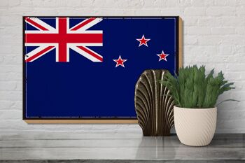 Panneau en bois drapeau de la Nouvelle-Zélande 30x20cm Rétro Nouvelle-Zélande 3