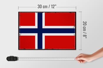 Panneau en bois drapeau de la Norvège 30x20cm Rétro Drapeau Norvège 4