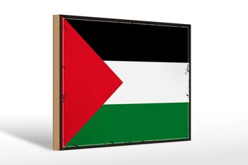 Panneau en bois drapeau de Palestine 30x20cm drapeau rétro Palestine 1