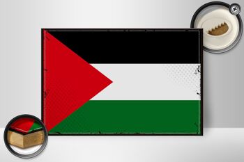 Panneau en bois drapeau de Palestine 30x20cm drapeau rétro Palestine 2