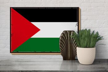 Panneau en bois drapeau de Palestine 30x20cm drapeau rétro Palestine 3