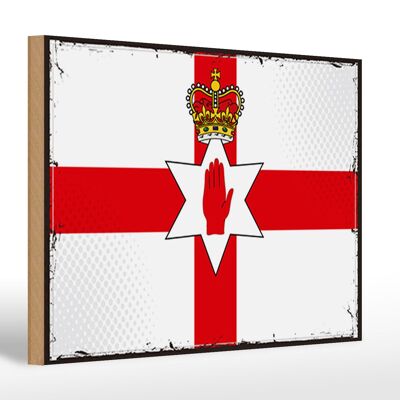 Letrero de madera bandera Irlanda del Norte 30x20cm RetroFlag