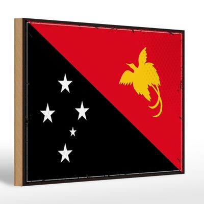 Holzschild Flagge Papua-Neuguinea 30x20cm Retro New Guinea