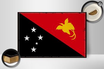 Panneau en bois drapeau Papouasie-Nouvelle-Guinée 30x20cm Rétro Nouvelle-Guinée 2
