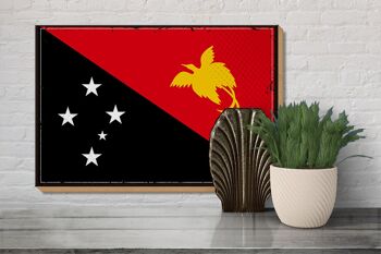Panneau en bois drapeau Papouasie-Nouvelle-Guinée 30x20cm Rétro Nouvelle-Guinée 3