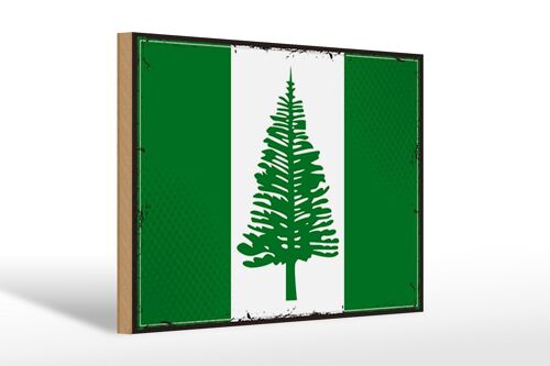 Holzschild Flagge Norfolkinsel 30x20cm Retro Flag