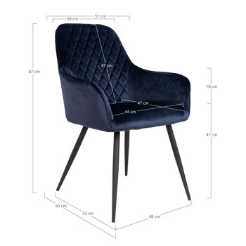 Harbo Dining Chair - Chaise en velours bleu HN1205 5