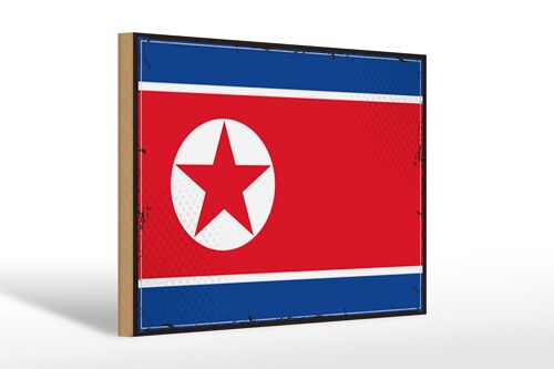 Holzschild Flagge Nordkoreas 30x20cm Retro North Korea