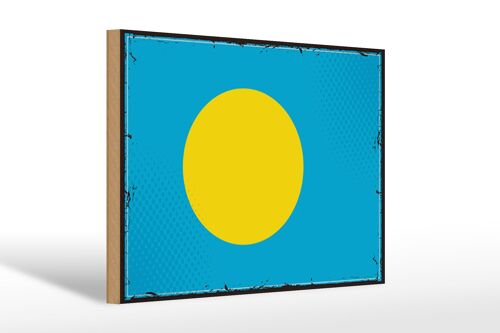 Holzschild Flagge Palaus 30x20cm Retro Flag of Palau