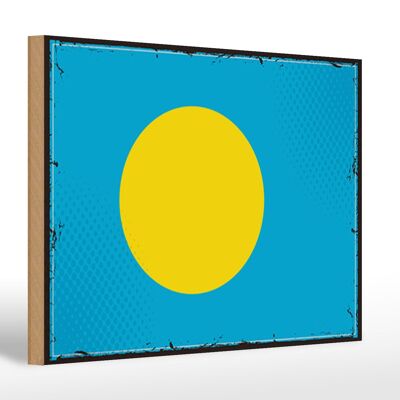 Holzschild Flagge Palaus 30x20cm Retro Flag of Palau