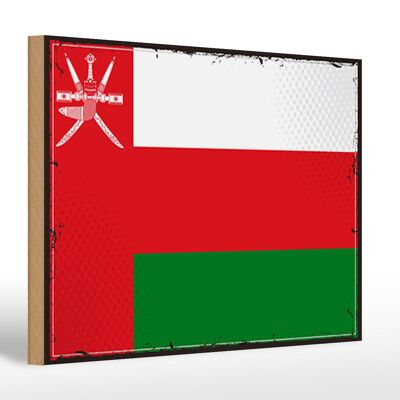 Cartello in legno bandiera dell'Oman 30x20 cm Bandiera retrò dell'Oman
