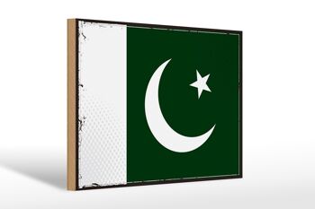 Panneau en bois drapeau du Pakistan 30x20cm Drapeau rétro du Pakistan 1