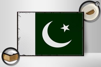 Panneau en bois drapeau du Pakistan 30x20cm Drapeau rétro du Pakistan 2