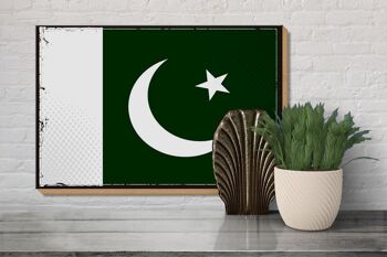 Panneau en bois drapeau du Pakistan 30x20cm Drapeau rétro du Pakistan 3
