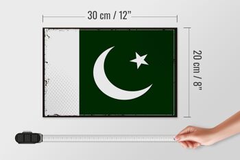 Panneau en bois drapeau du Pakistan 30x20cm Drapeau rétro du Pakistan 4