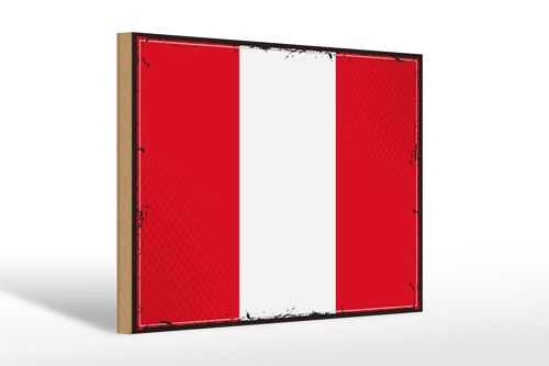 Holzschild Flagge Perus 30x20cm Retro Flag of Peru