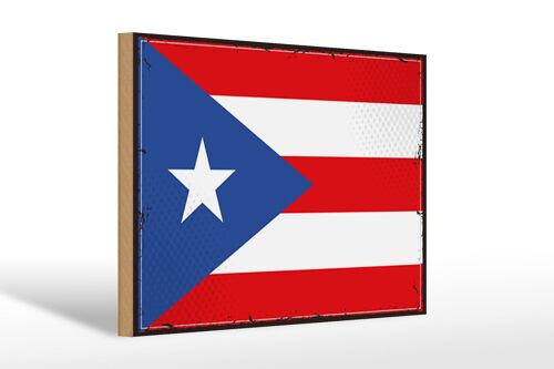 Holzschild Flagge Puerto Ricos 30x20cm Retro Puerto Rico