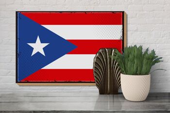 Panneau en bois drapeau de Porto Rico 30x20cm Rétro Porto Rico 3