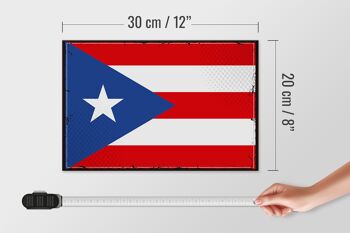 Panneau en bois drapeau de Porto Rico 30x20cm Rétro Porto Rico 4