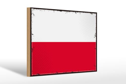 Holzschild Flagge Polens 30x20cm Retro Flag of Poland