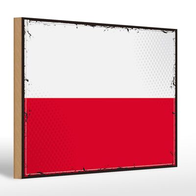 Letrero de madera Bandera de Polonia 30x20cm Bandera Retro de Polonia