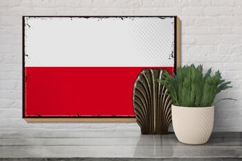 Panneau en bois drapeau de la Pologne 30x20cm Drapeau rétro de la Pologne 3