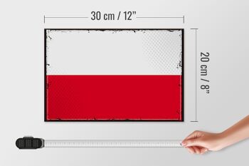 Panneau en bois drapeau de la Pologne 30x20cm Drapeau rétro de la Pologne 4