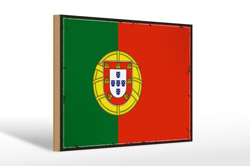 Holzschild Flagge Portugals 30x20cm Retro Flag of Portugal