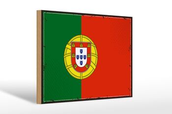 Panneau en bois drapeau du Portugal 30x20cm Drapeau rétro du Portugal 1