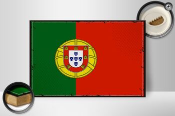 Panneau en bois drapeau du Portugal 30x20cm Drapeau rétro du Portugal 2
