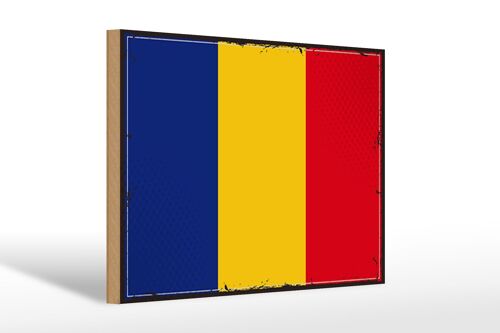 Holzschild Flagge Rumäniens 30x20cm Retro Flag of Romania