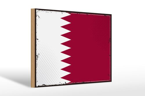 Holzschild Flagge Katars 30x20cm Retro Flag of Qatar