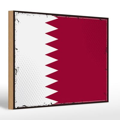 Holzschild Flagge Katars 30x20cm Retro Flag of Qatar