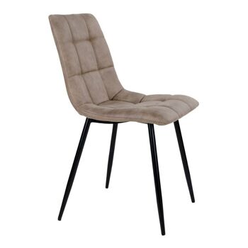 Middelfart Dining Chair - Chaise en microfibre marron clair avec pieds noirs 4