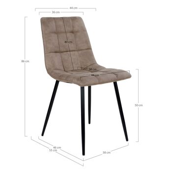 Middelfart Dining Chair - Chaise en microfibre marron clair avec pieds noirs 6