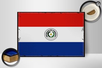 Panneau en bois drapeau du Paraguay 30x20cm Drapeau rétro du Paraguay 2
