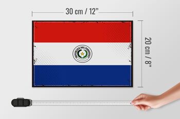 Panneau en bois drapeau du Paraguay 30x20cm Drapeau rétro du Paraguay 4