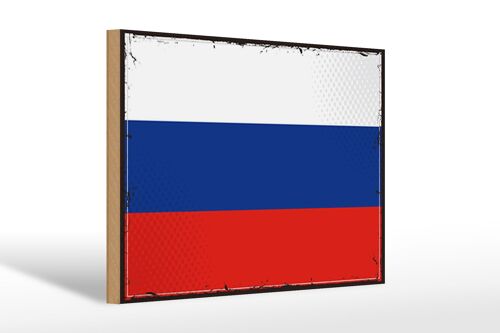Holzschild Flagge Russlands 30x20cm Retro Flag of Russia