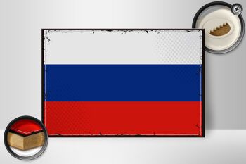 Panneau en bois drapeau de la Russie 30x20cm Drapeau rétro de la Russie 2