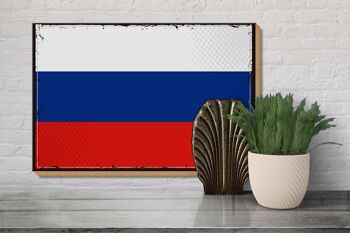Panneau en bois drapeau de la Russie 30x20cm Drapeau rétro de la Russie 3