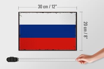 Panneau en bois drapeau de la Russie 30x20cm Drapeau rétro de la Russie 4