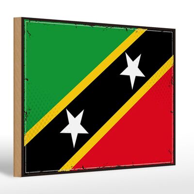 Cartello in legno bandiera S. Bandiera retrò di Kitts e Nevis 30x20 cm