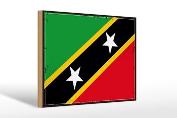 Panneau en bois drapeau St. Drapeau rétro Kitts et Nevis 30x20cm 1